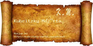 Kubritzky Márta névjegykártya